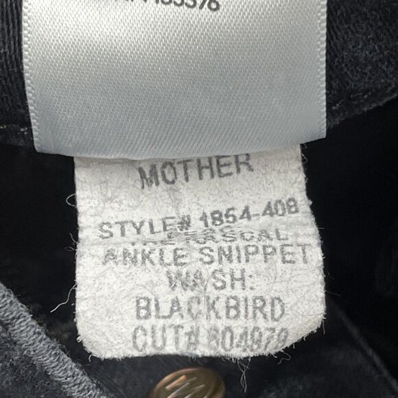 MOTHER Rascal Ankle Snippet Raw Hem Jeans 25 Black Blackbird Skinny Denim - Picture 8 of 16